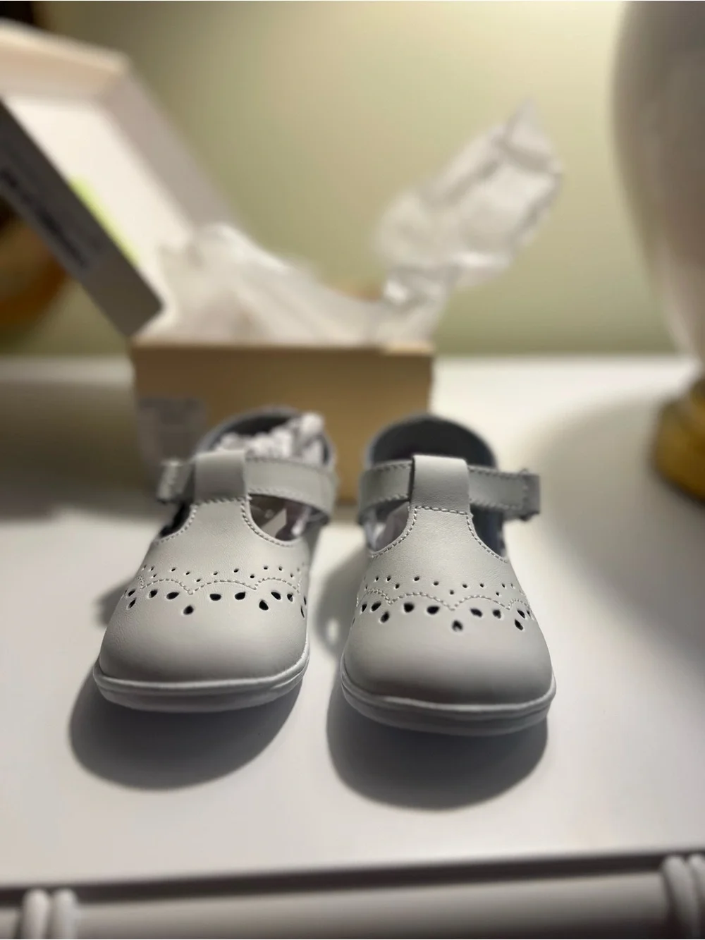 L'Amour White T-Strap Mary Jane Baby Shoes
